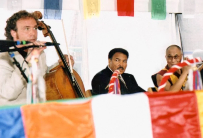 Ali/Dalai photo: Fitzpatrick’s music brought together Muhammad Ali and His Holiness the Dalai Lama.