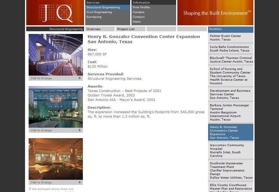 Web site for JQ Engineering