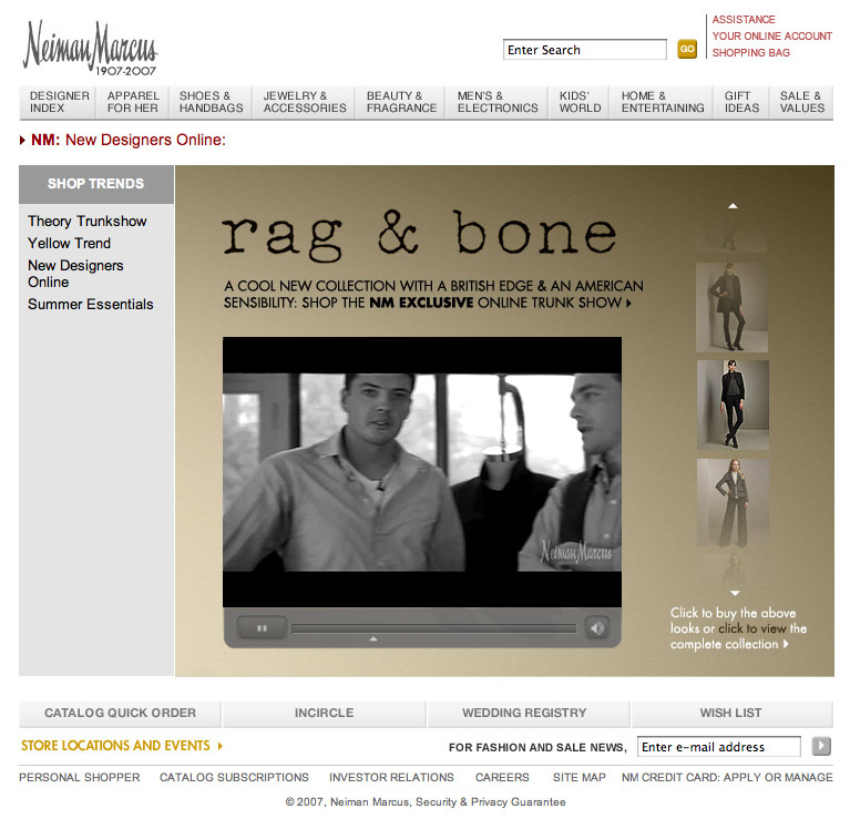 Click-to-purchase interactive video for Rag & Bone