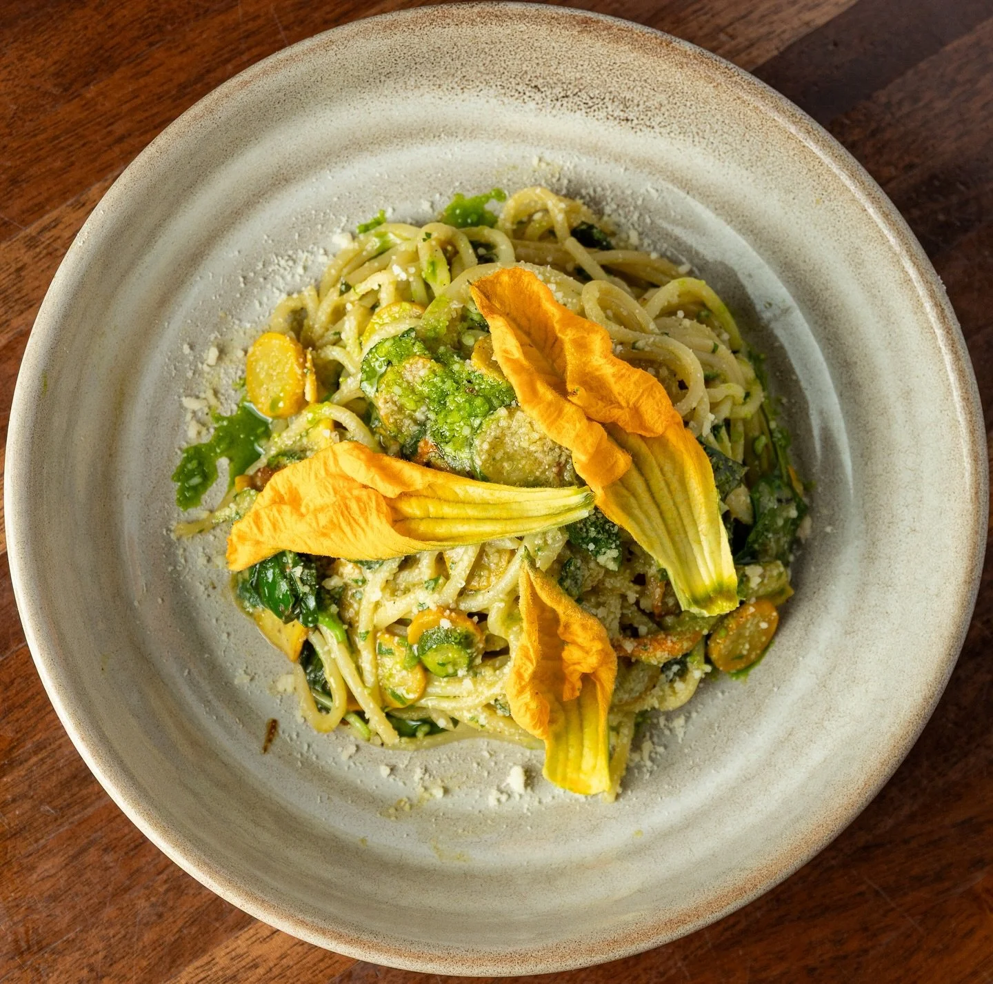 Spaghetti alle Nerano	&bull; Zucchini, Squash Blossom, Really Good Olive Oil, Parmigiano Reggiano