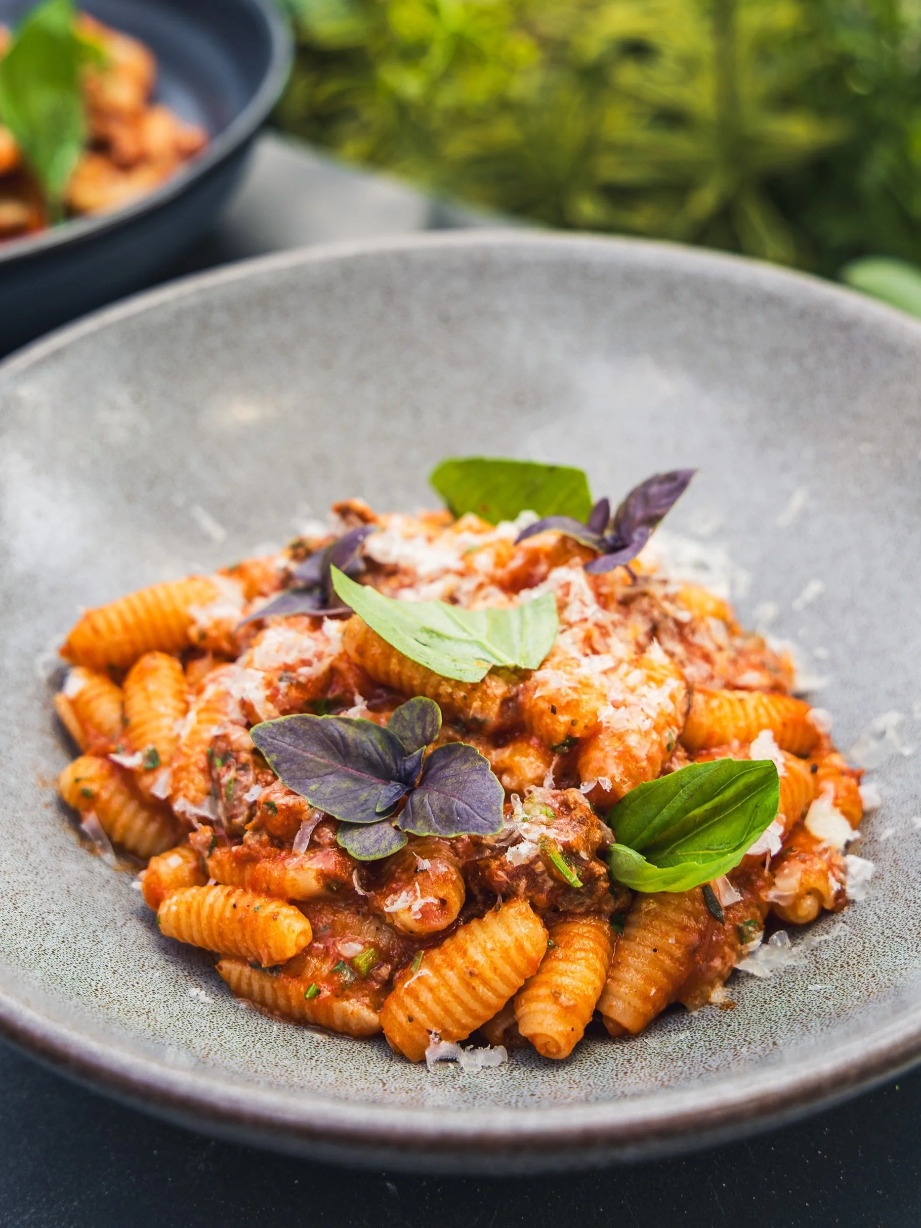 Sardinia by way of Southport. Gnocchetti Sardi with lamb sausage, tomato and pecorino medora.