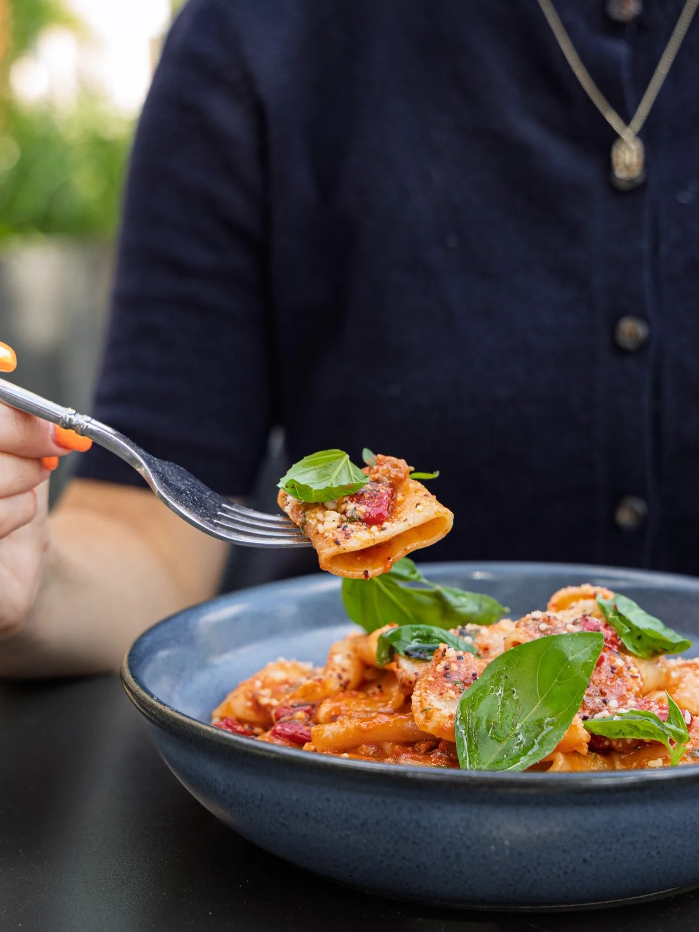 A little pasta on the patio while summer still has something to say. 🍝☀️