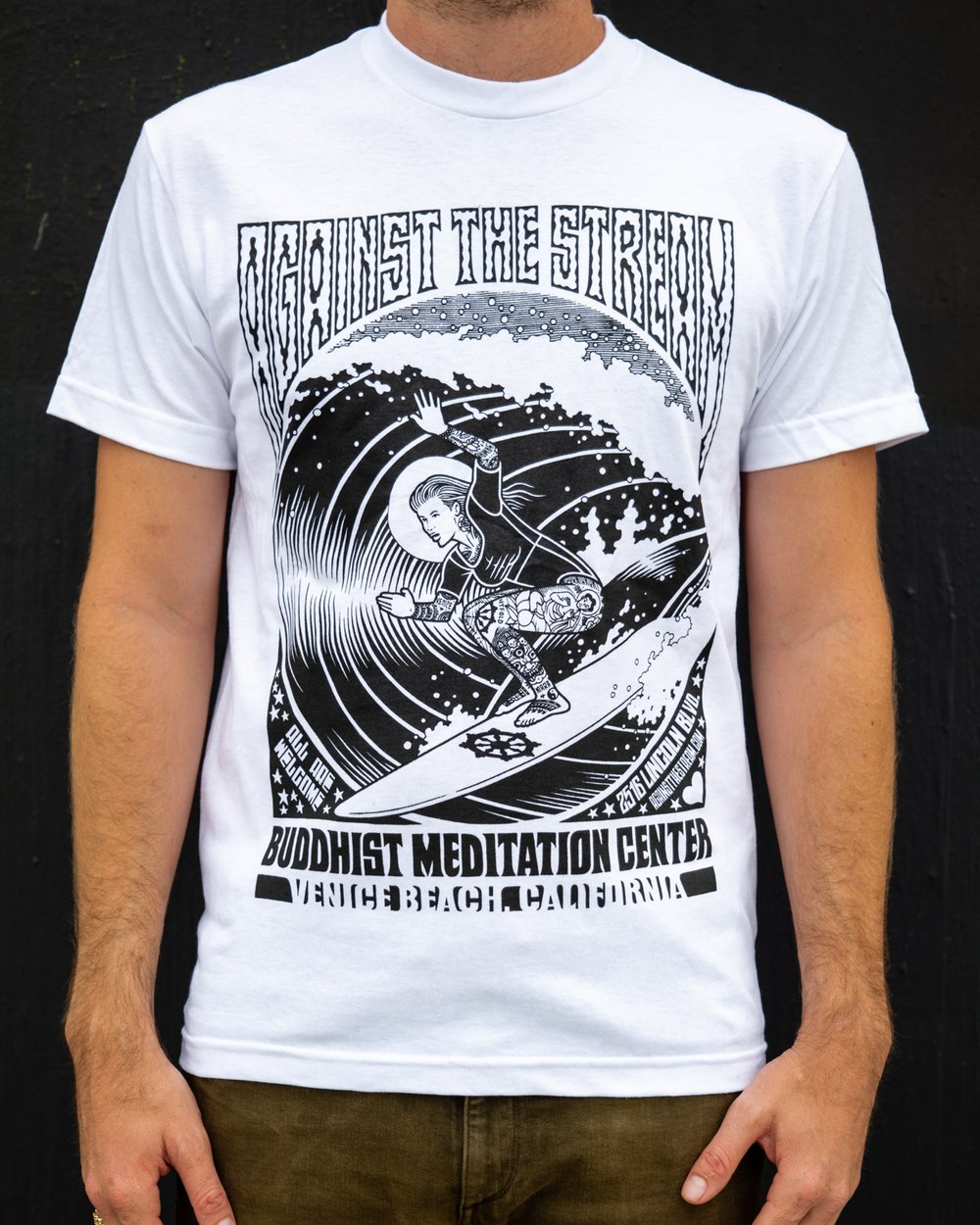 Mens Mike Giant Against the Stream Venice Surf T-shirt — Against The Stream  Meditation Center