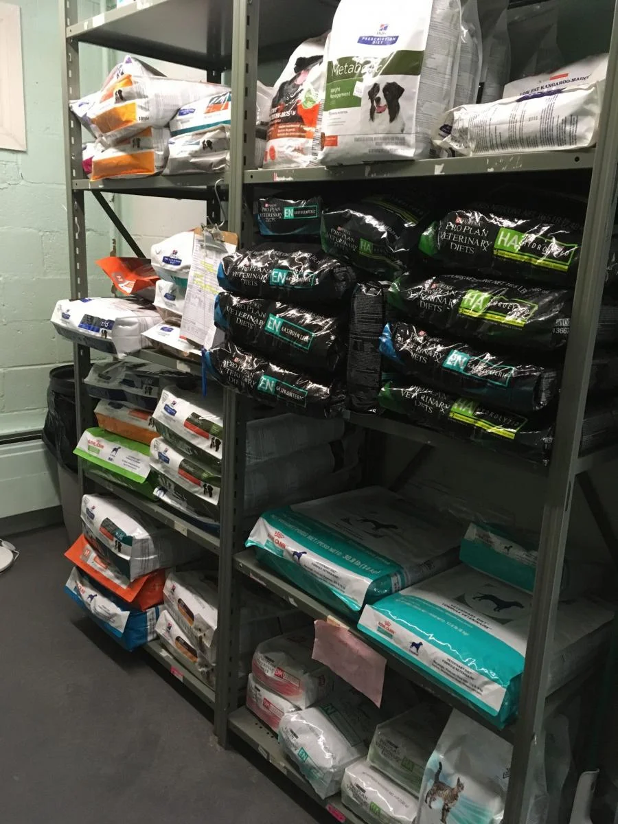  Animal Clinic of Regina’s pet food storage area 
