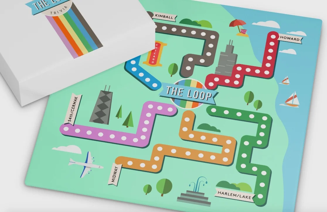 Mimicking Chicago’s El system, this board game allows players to experience riding the train to the Loop. Answering trivia questions correctly, players will advance to the next “stop” until they make it to the finish at The Loop.