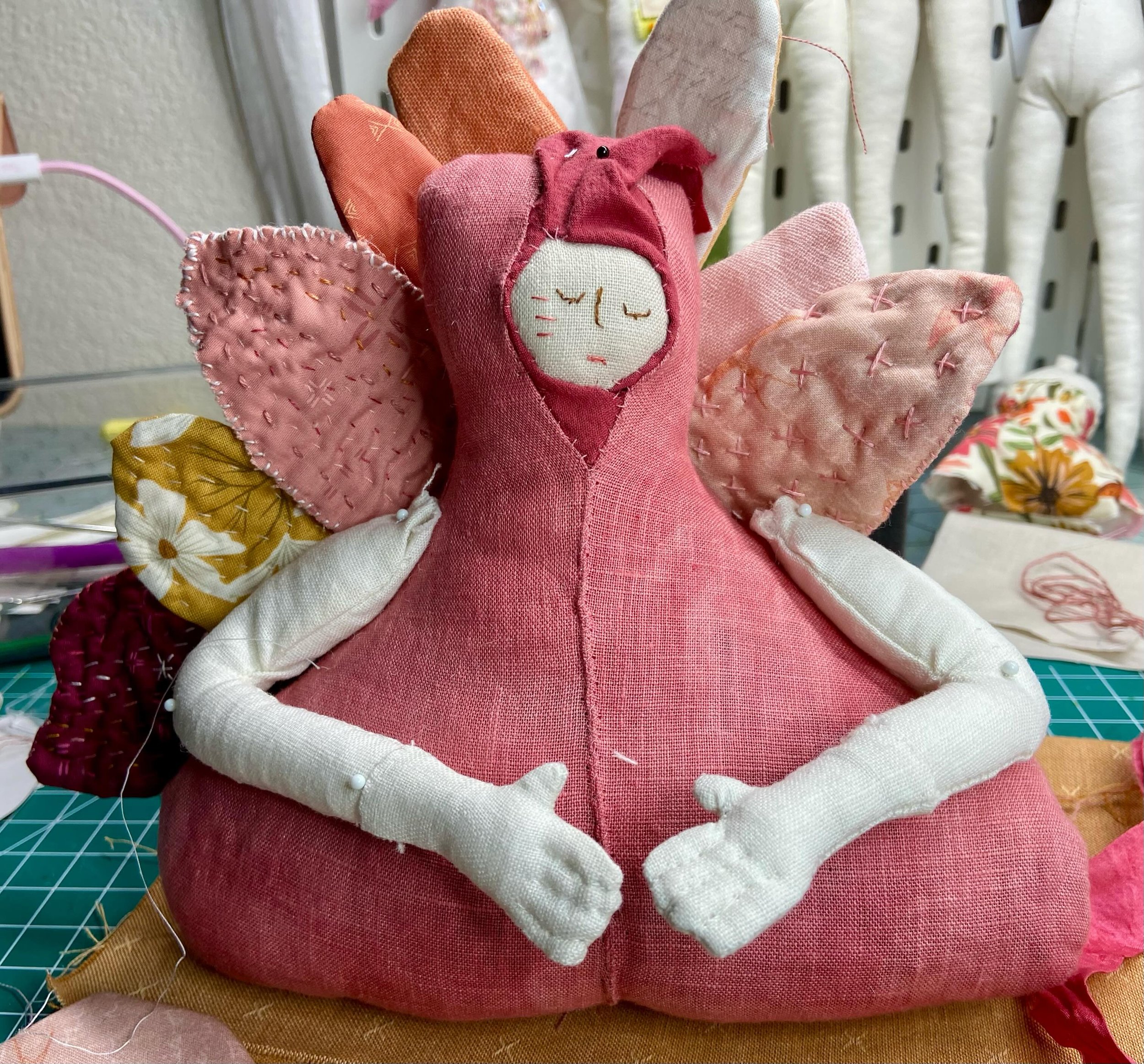 And finally this comforting lady here in progress. I find I have a hard time sewing things into place. I keep just pinning everything and calling it good.  But it IS good. <3. #thepalerookworkshop  #palerookworkshop