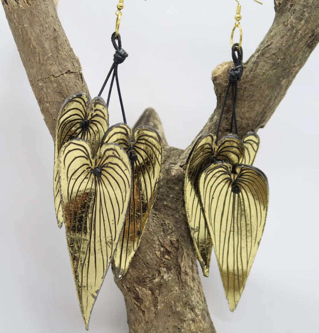 Heart Shaped Bamboo Leaf Earrings