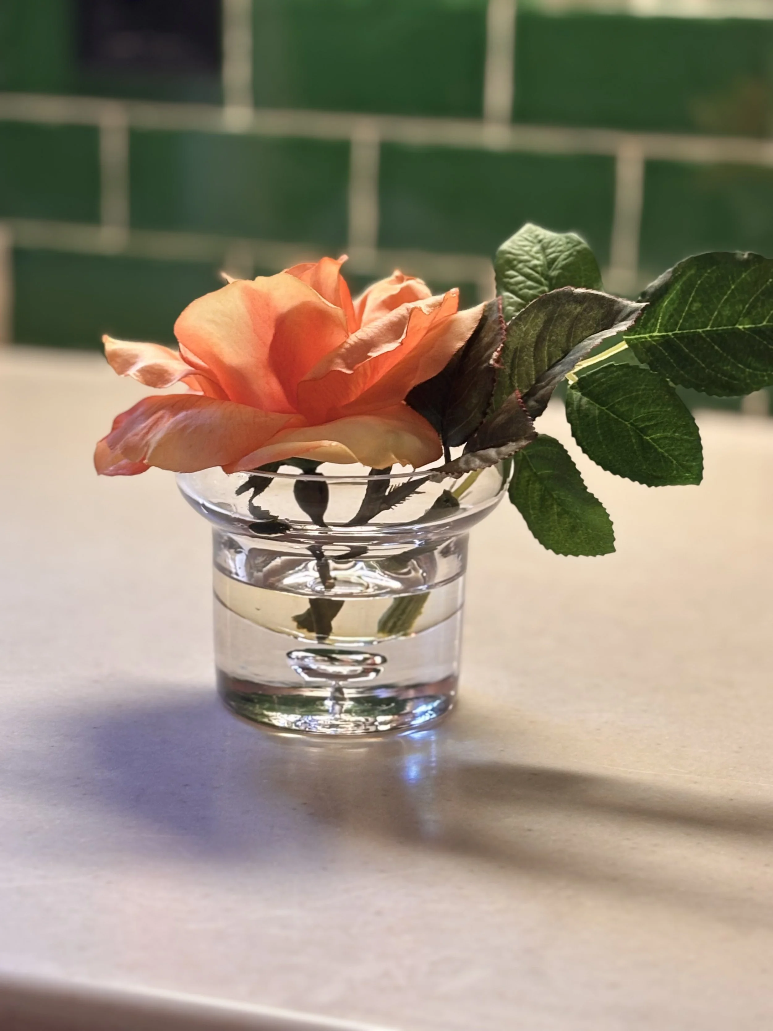 Forever Fleurette Peach in Glass Vase