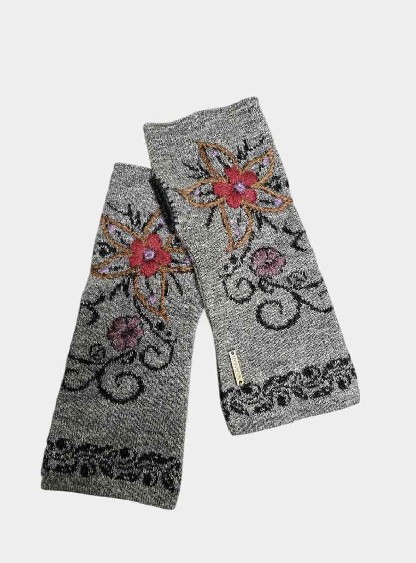 Alpaca Wrist Warmer Fingerless Glove - Grey