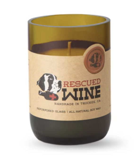 Rescued Wine Recycled Glass Candles - proceeds to dog rescue