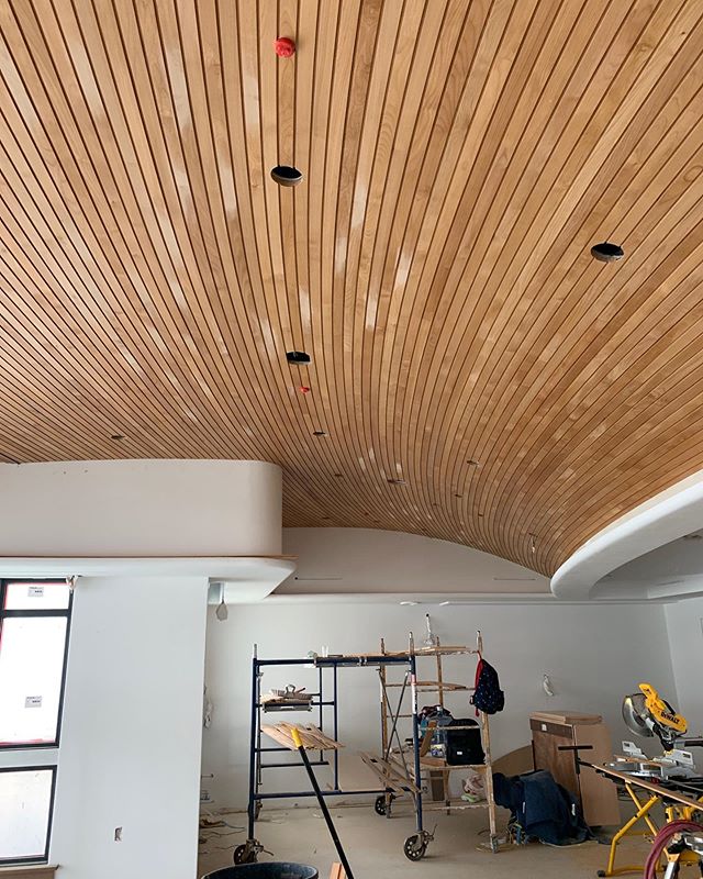 Almost finished with the curved T&amp;G ceiling #1 -
#tomdeasonbuildingco #design #interiordesign #customhome #homedesign #home #californiahome #luxuryhome #dreamhouse #woodwork #woodworking #wood  #handcrafted #customkitchen #hgtv #houzz #builder #r