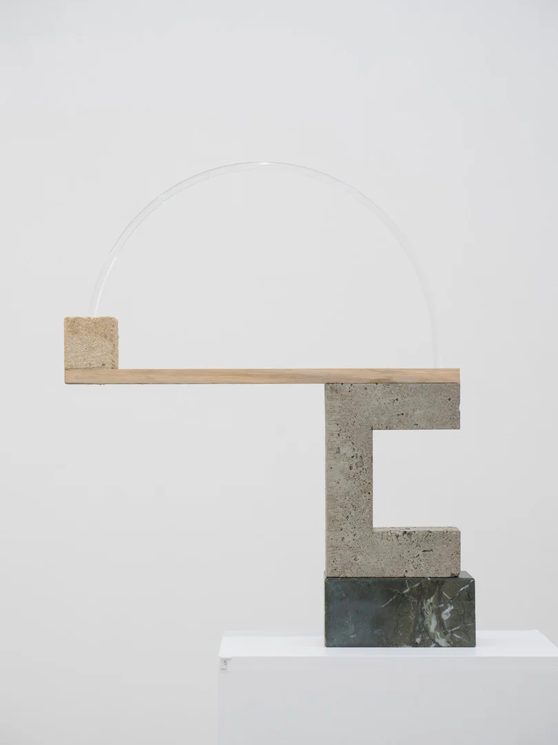   End to End 4  acrylic perspex, found timber, concrete, marble 