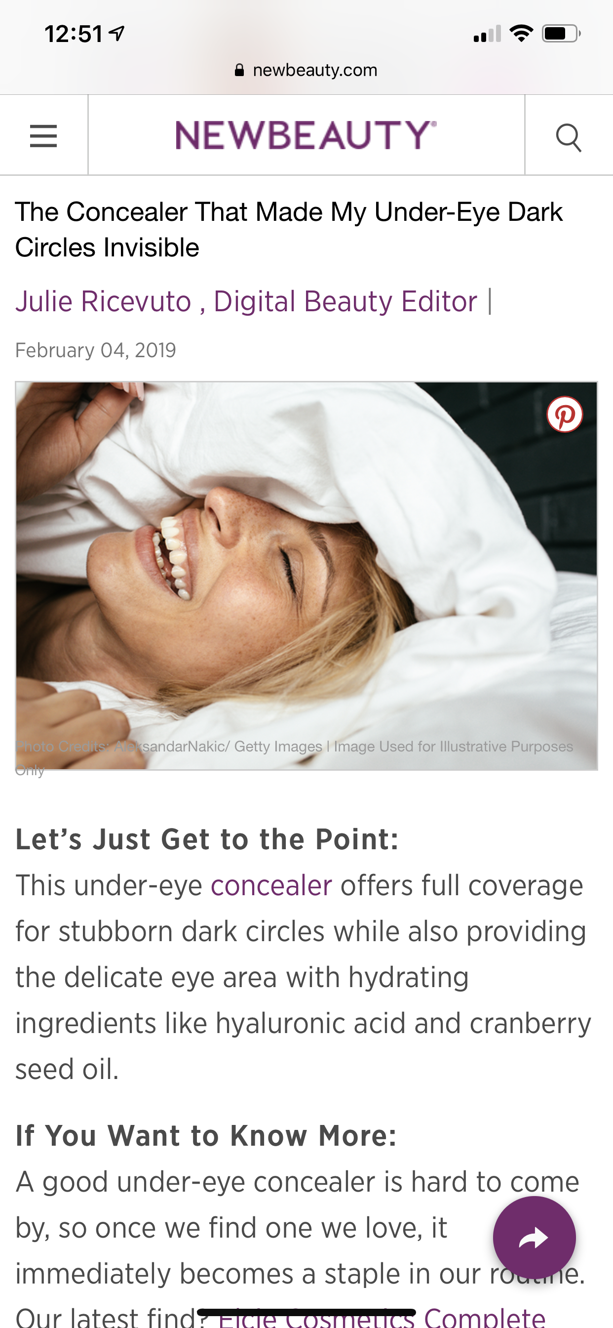 Elcie Concealer featured in NewBeauty!