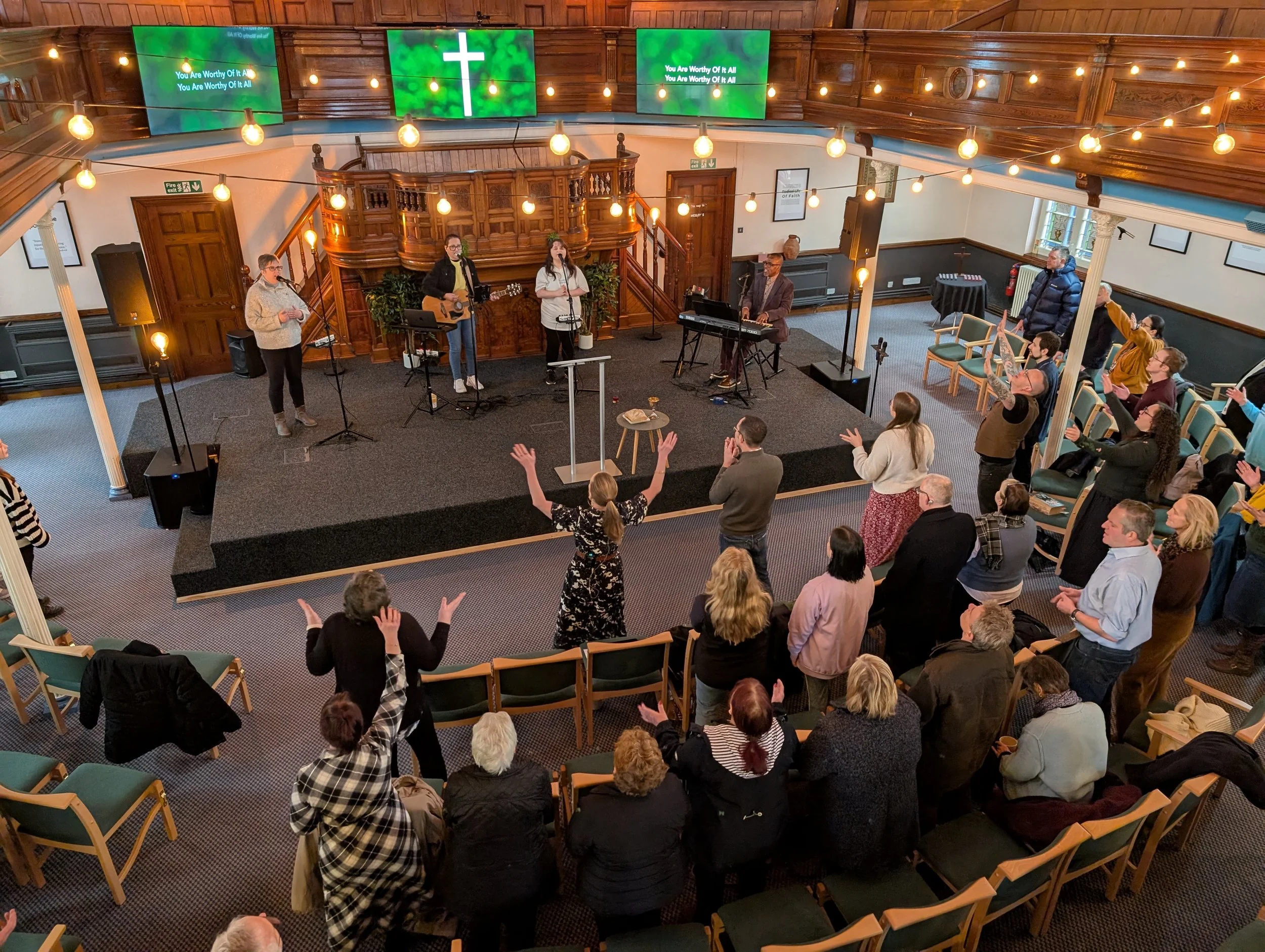 All age family worship in the sanctuary of Darlington Vineyard Church, Salt Yard.