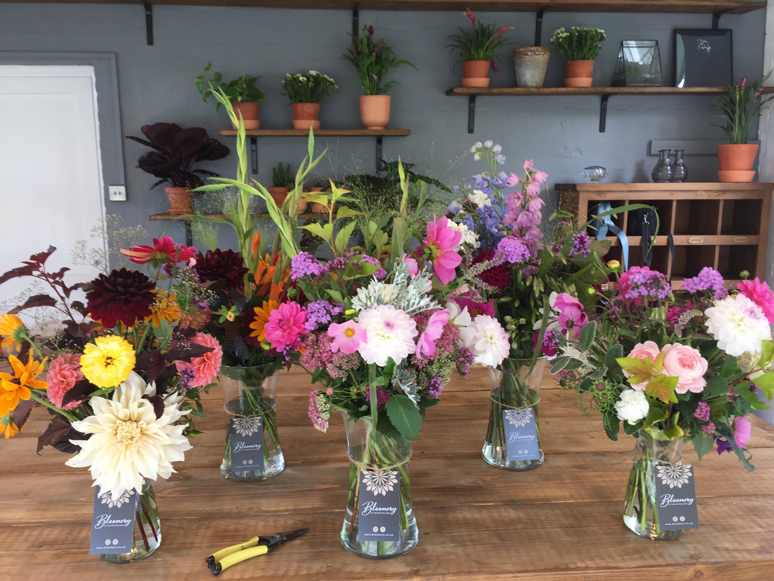 A selection of hand-tied bouquets