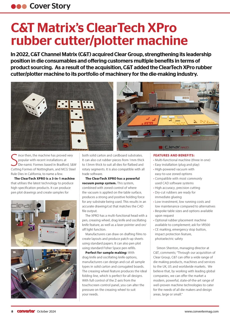 ClearTech XPro rubber cutter/plotter machine — C&T Matrix