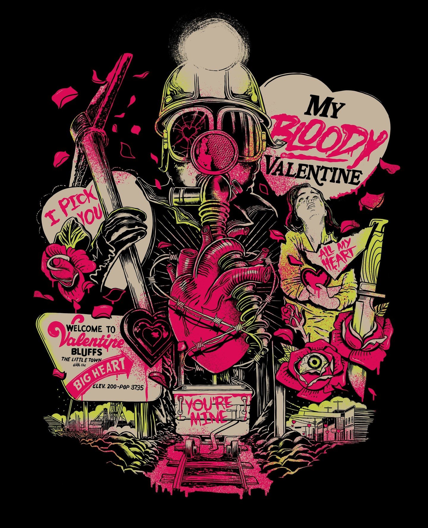 One of my favorite @creep_o_rama designs. And the only Canadian Valentine&rsquo;s themed slasher movie that matters. ⁠
I&rsquo;m particularly proud of the little puns I made up for the hearts.