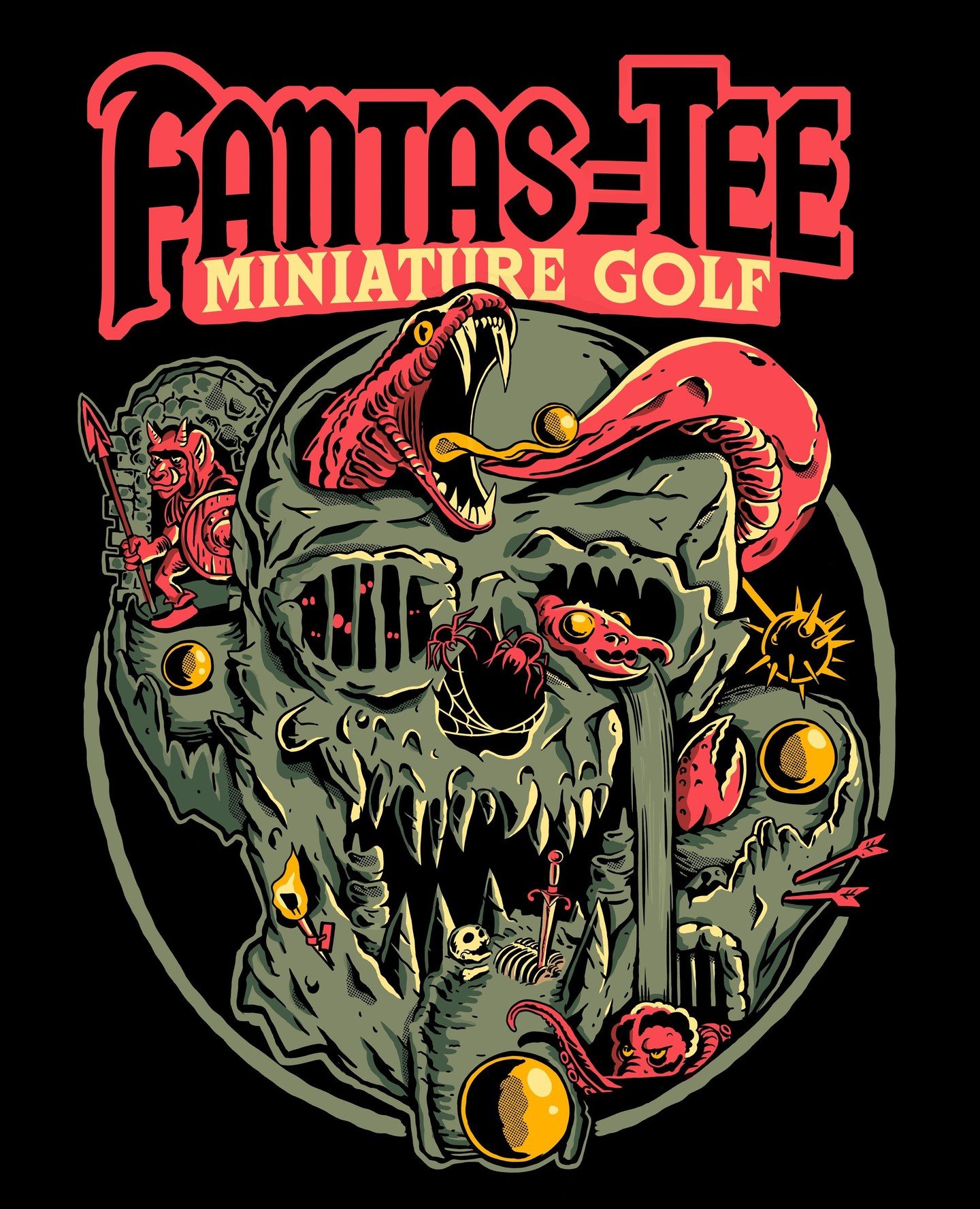 One day I thought how cool would it be to create an 80's fantasy dungeon themed mini golf course. So I made my own. At least the merch. ⁠
Maybe Ill do a shirt run one day.⁠