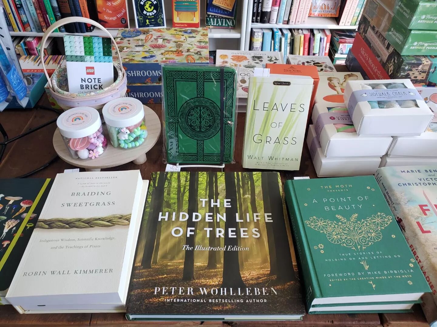 Grab something green this week for Saint Patrick's Day 💚🍀🌲📗 

1st Photo: Braiding Sweetgrass: Indigenous Wisdom, Scientific Knowledge and the Teaching of Plants by Robin Wall Kimmerer, The Hidden Life of Trees by Peter Wohllenben, The Point of Be