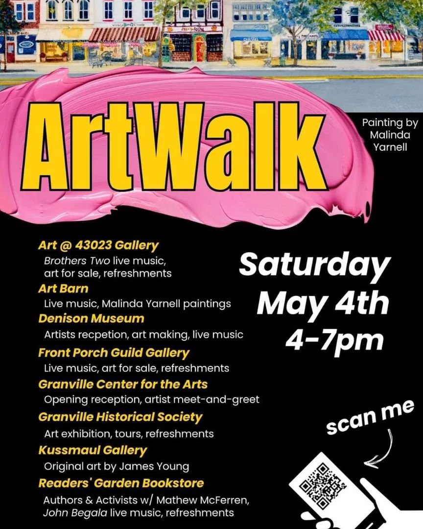 The first Granville Art Walk of the year is this Saturday, May 4th from 4-7pm. We will be open until 7pm and have featured local artist Mathew McFarren's marvelous author portraits on display along with each featured author's books for our Authors &a
