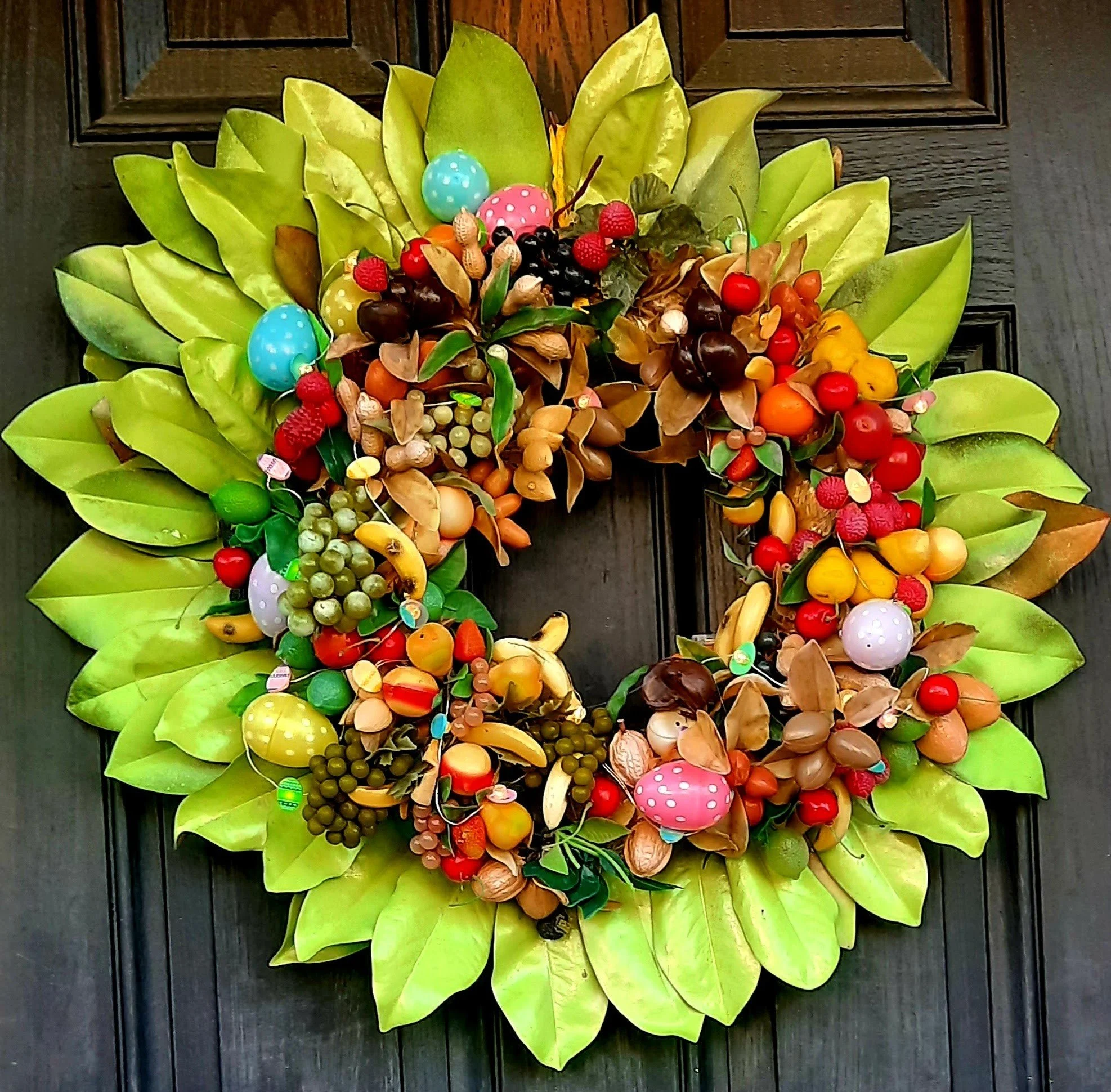 Springtime Wreath with  Magnolia and Fruit.jpg