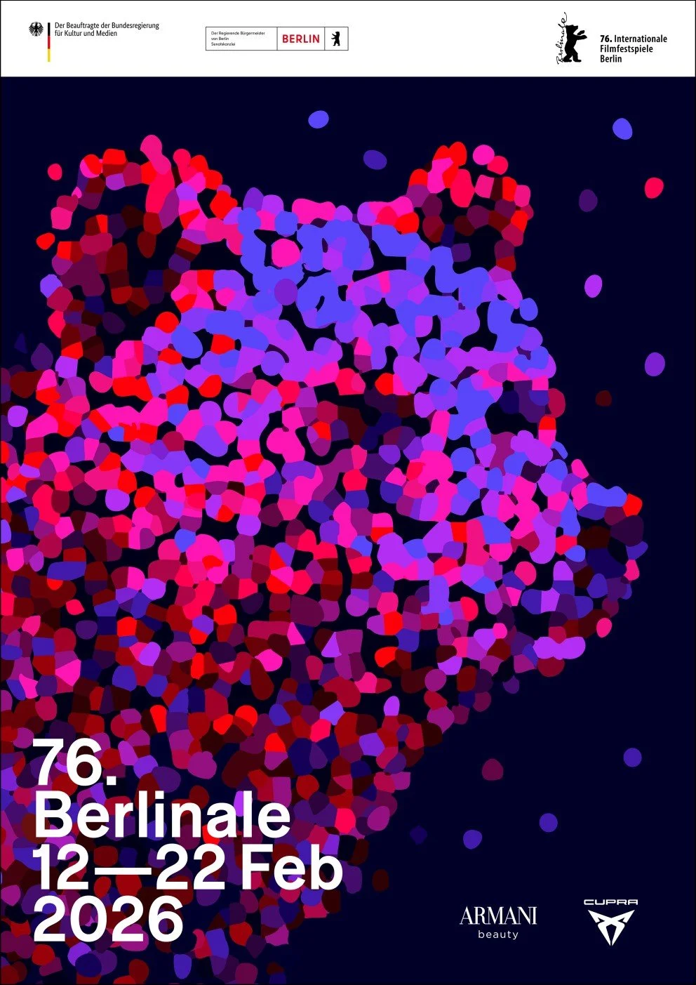 Sign of Berlinale Palast with a red bear logo and red text saying "Berlinale" on a glass building.