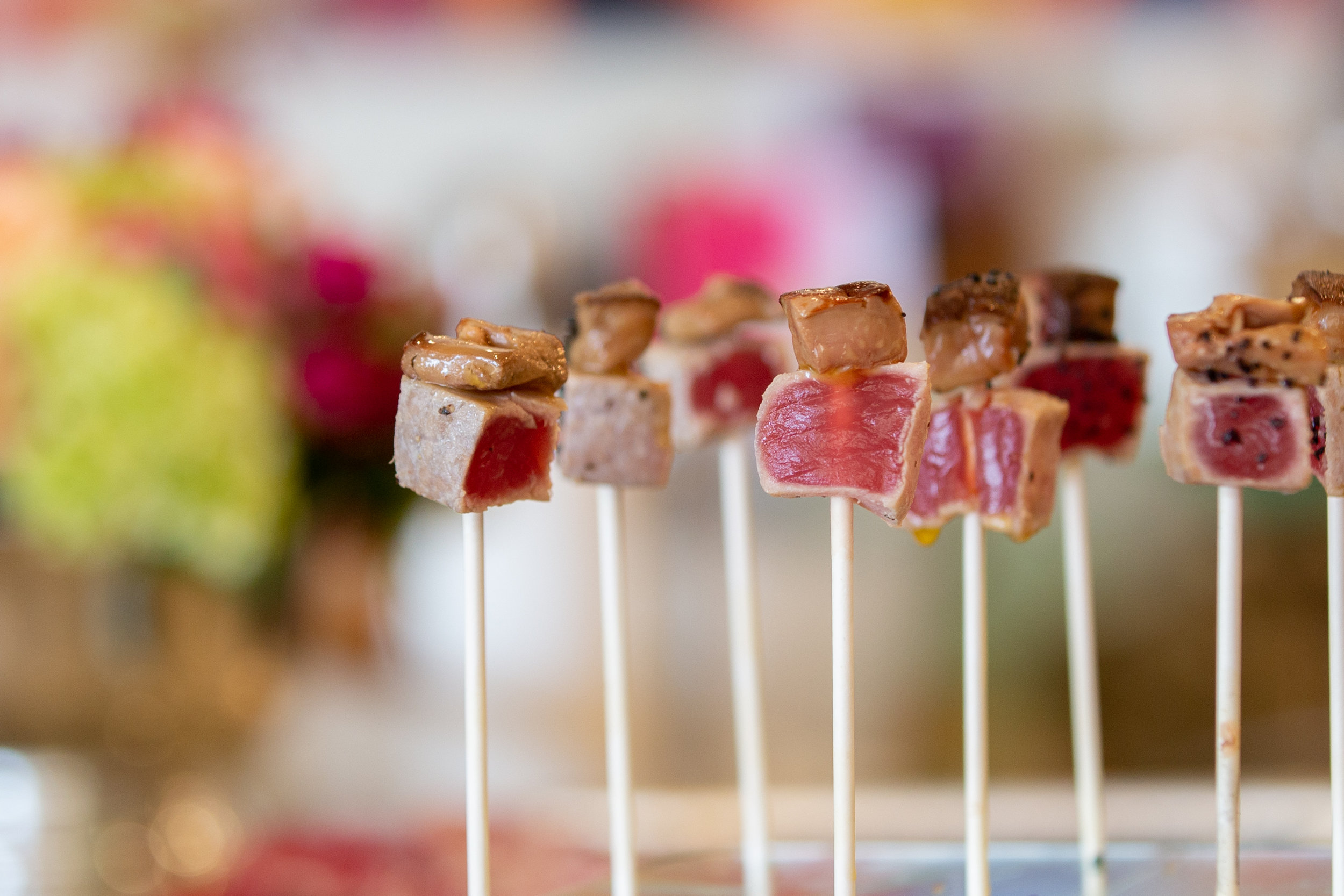 Grade A Tuna lollipops with volcanic sea salt editorial event image