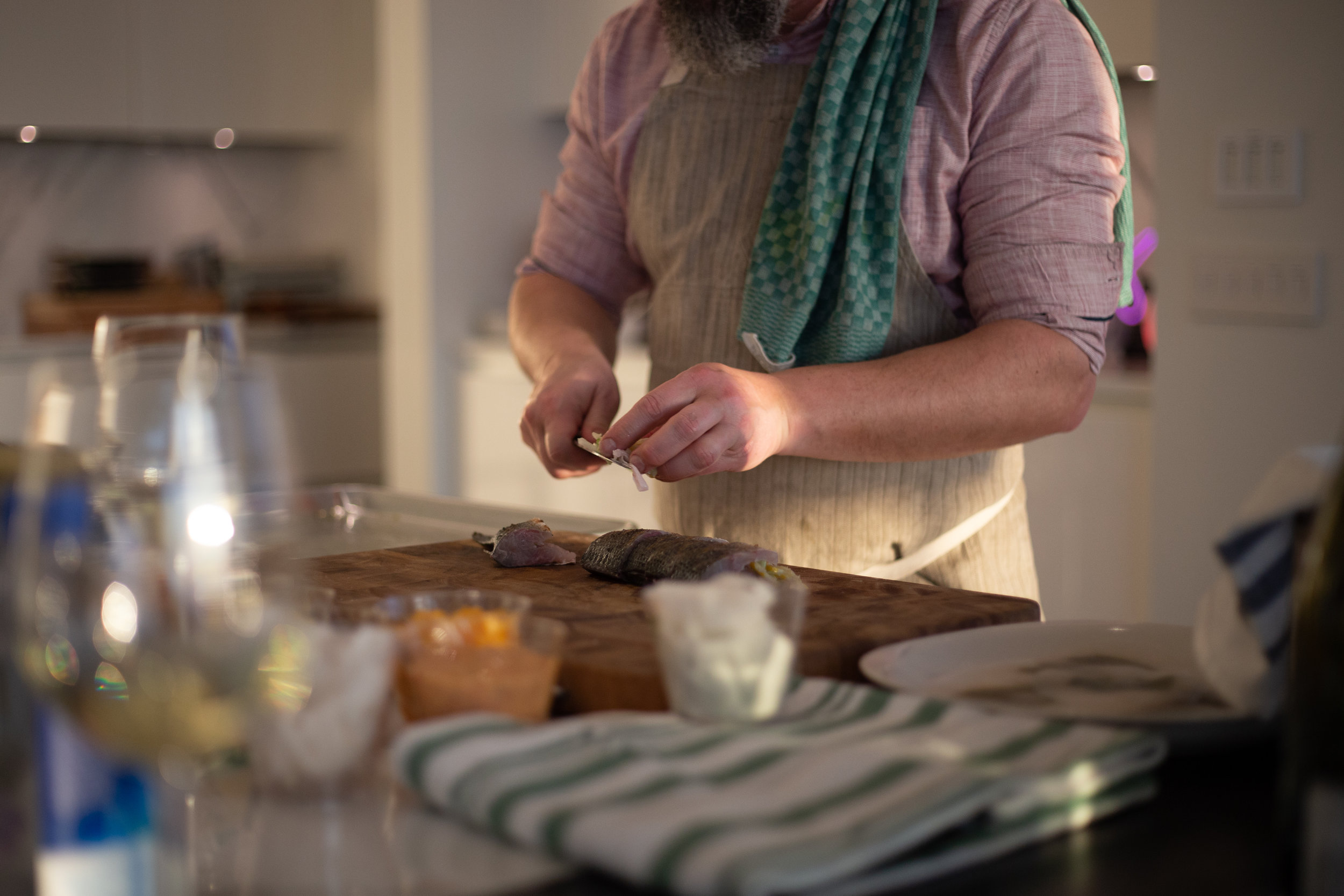 James Bear Chef cooking in beautiful light editorial images