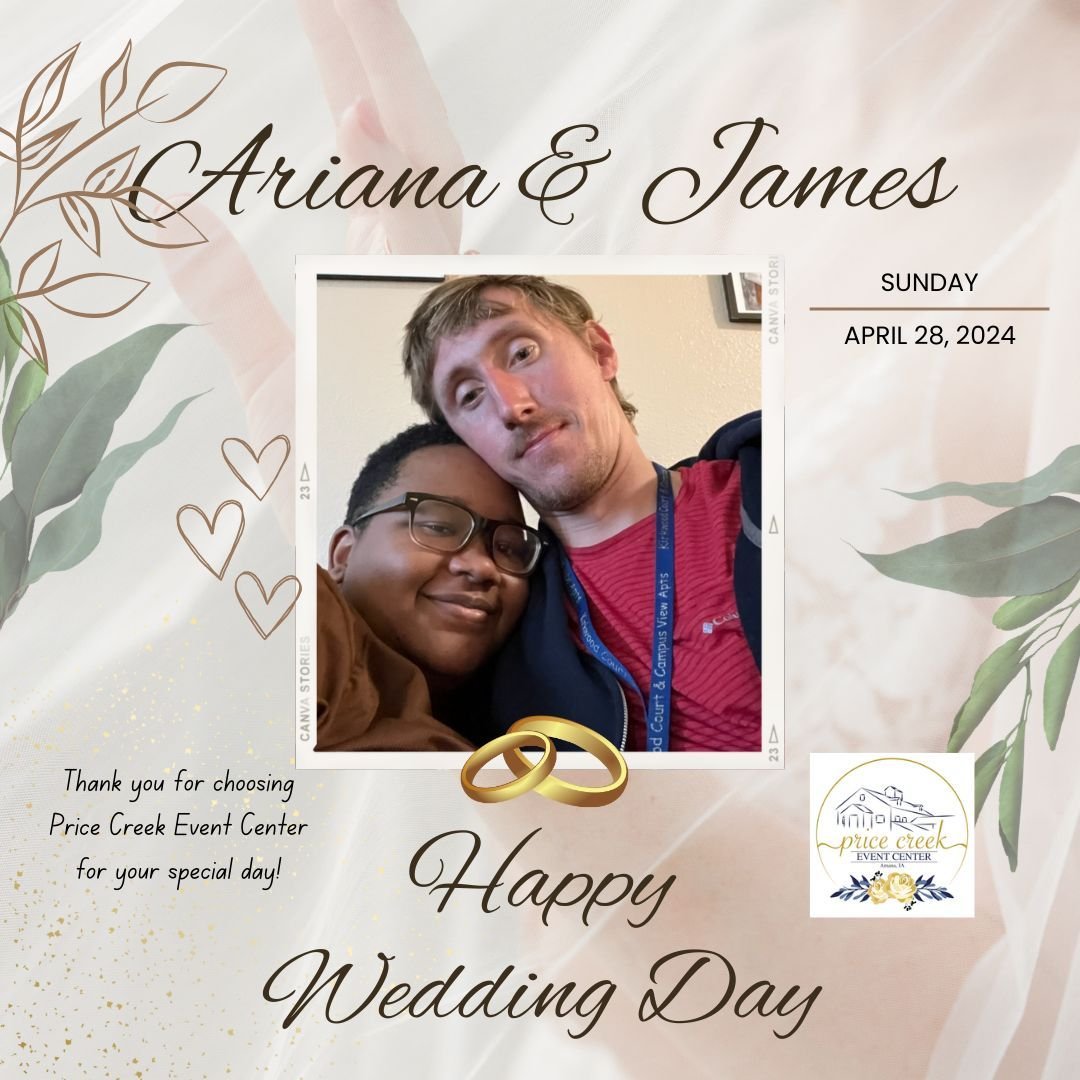 💖 Happy Wedding Day Ariana &amp; James! 💖 
⭐  Let the Party Begin! ⭐ 

🏰 Price Creek Event Center 
🎵 Star Entertainment 
📸 JRS Photography
🥗 Bandanas BBQ
🍰 Artistic Cakes for Any Occasion

#weddingday #iowawedding #iowavenue #iowaweddingvenue 