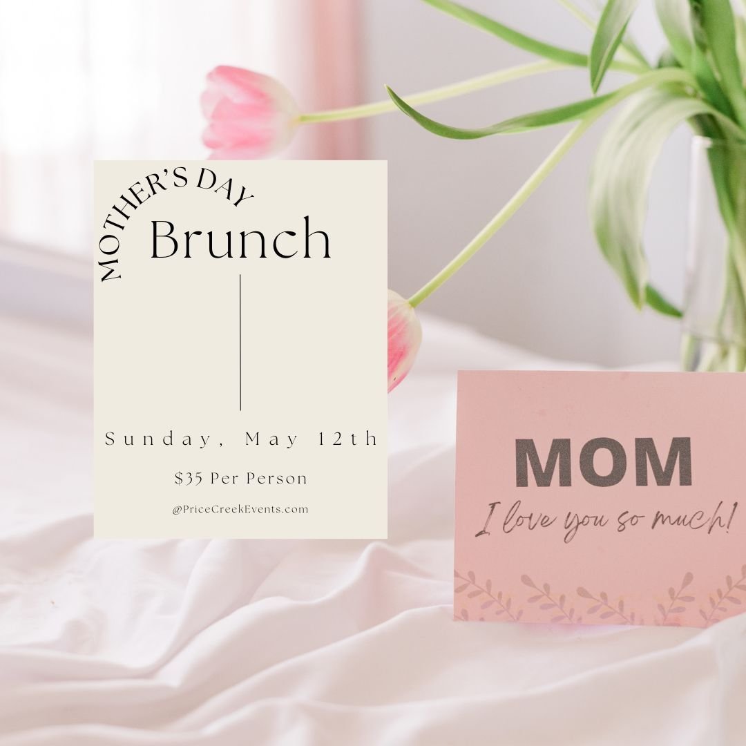 Celebrate Mom in style at Price Creek Events Center's lavish Mother's Day brunch in Amana, IA! Indulge in Cheese &amp; Egg Strata, Sausage Links, Salmon Croquettes, Cheesy Hashbrown Bake, Broccoli &amp; Cauliflower mix, Glazed Carrots, Fresh Melon Mi