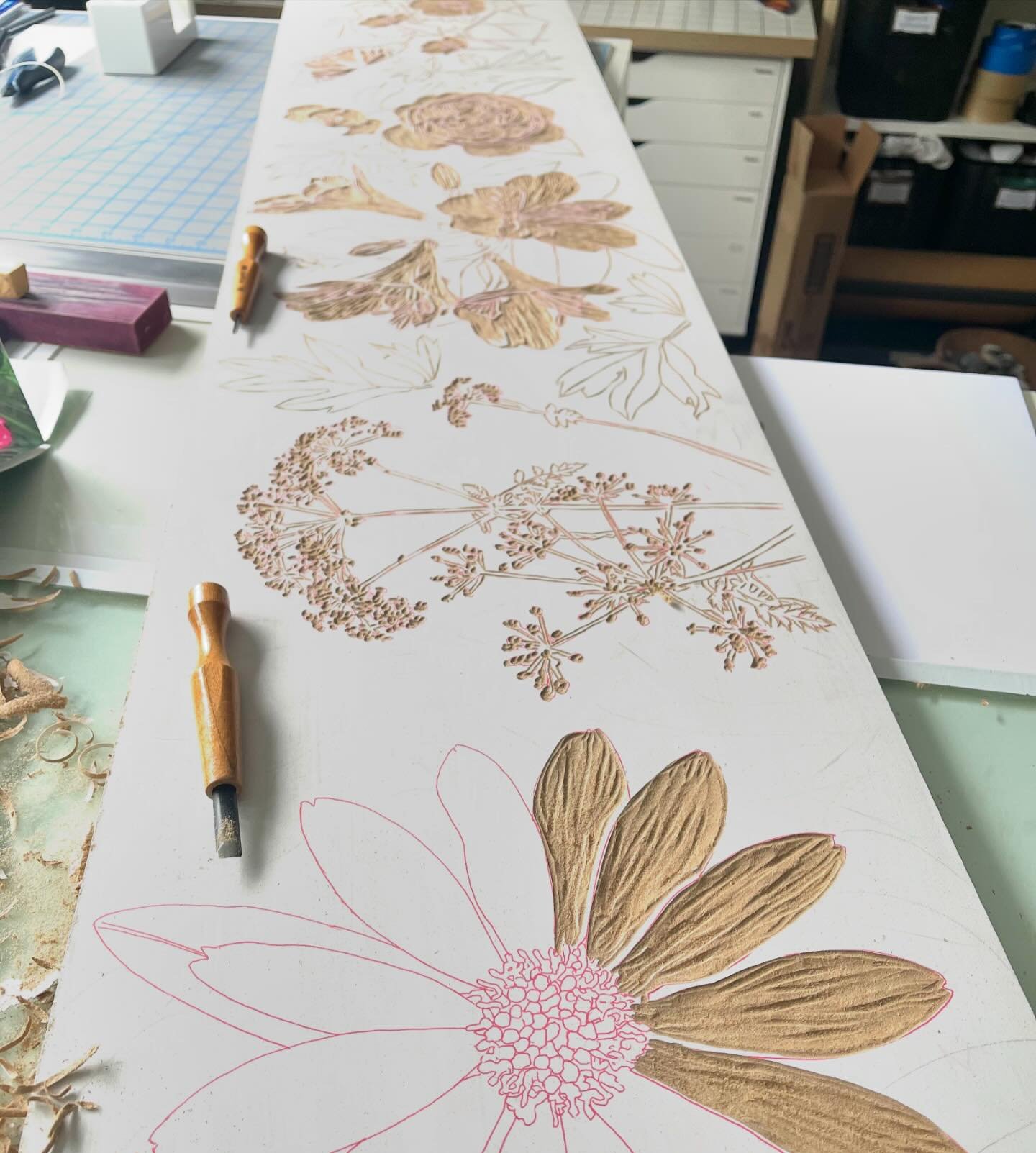 Back in the studio between shows. Working on a large scale piece to be printed in the street on May 25 in front of the Lawrence Arts Center. It should be a fun day - lots of big art being made by our team of printmakers. 
.
.
.
.
.
.
.
.
.
.
.
.

#pr