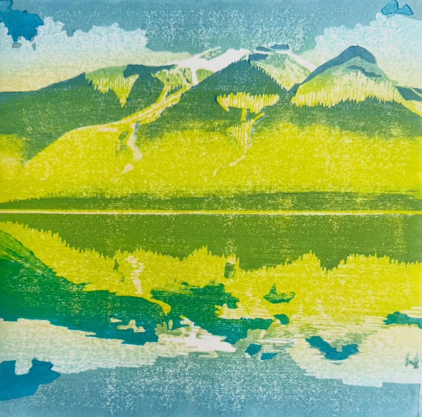 I was awestruck by Emerald Lake in the Canadian Rockies&hellip;the fresh, colorful beauty of the place and the invigoration of seeing it for the first time. 

#printmaking&nbsp;&nbsp;#reliefprinting&nbsp;#woodblock&nbsp;#mokuhanga #memories