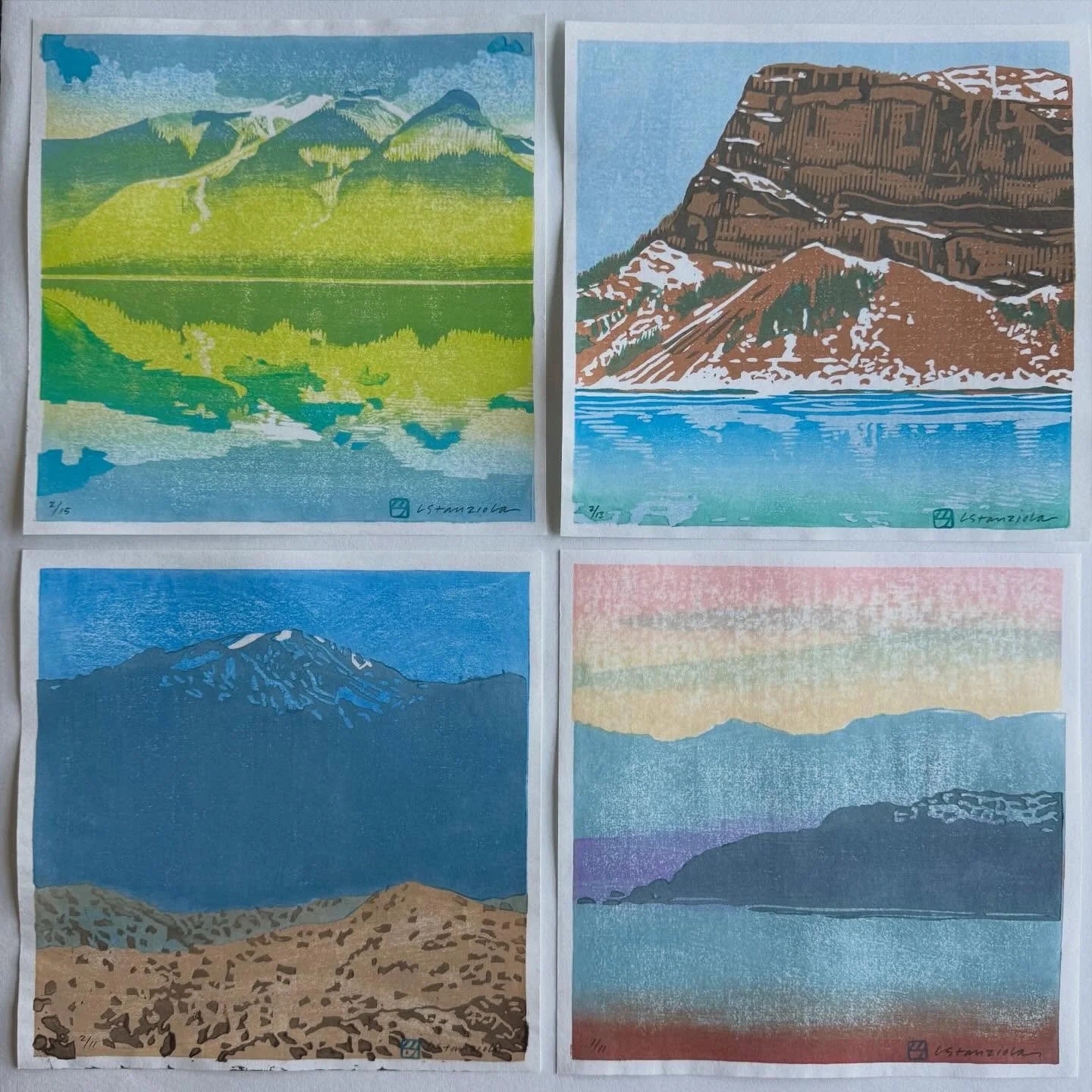 This group of prints continues building in a direction I have been exploring called Collected Memories.  Started the year remembering these places of inspiration and I plan to keep going and branch out as I prepare for a new show in June! Can&rsquo;t