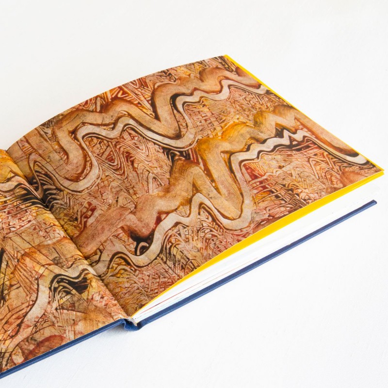 Handmade paste paper inside artist's book