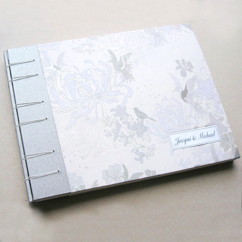 Silver wedding guest book handmade