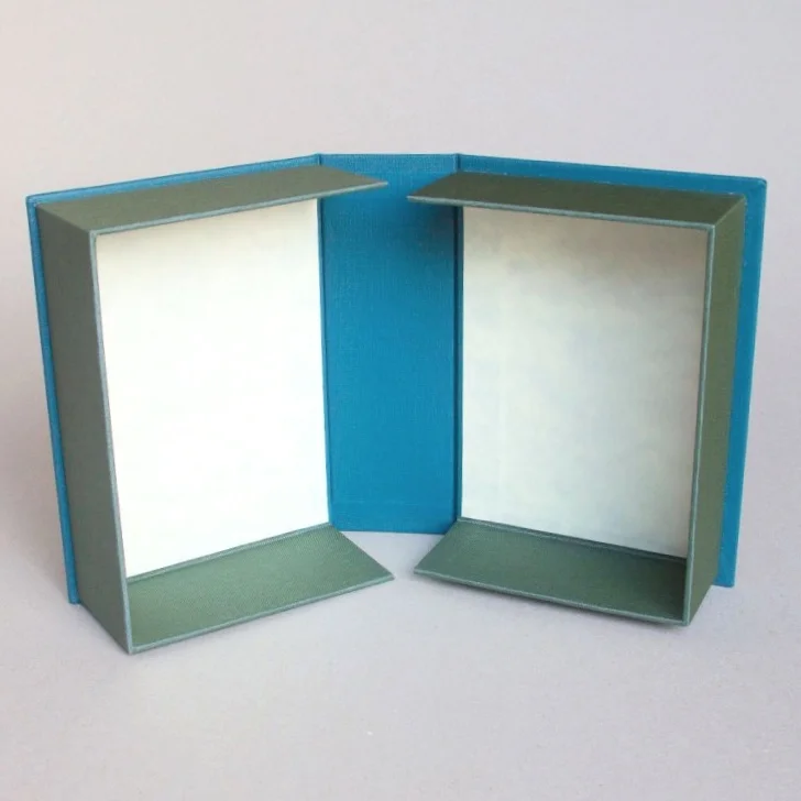 Inside handmade archival box for storage of postcards