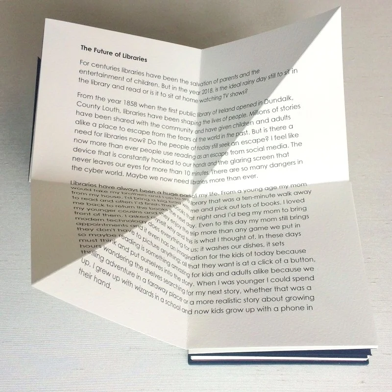 Page from artist's book with 1 diagonal and 2 horizontal folds