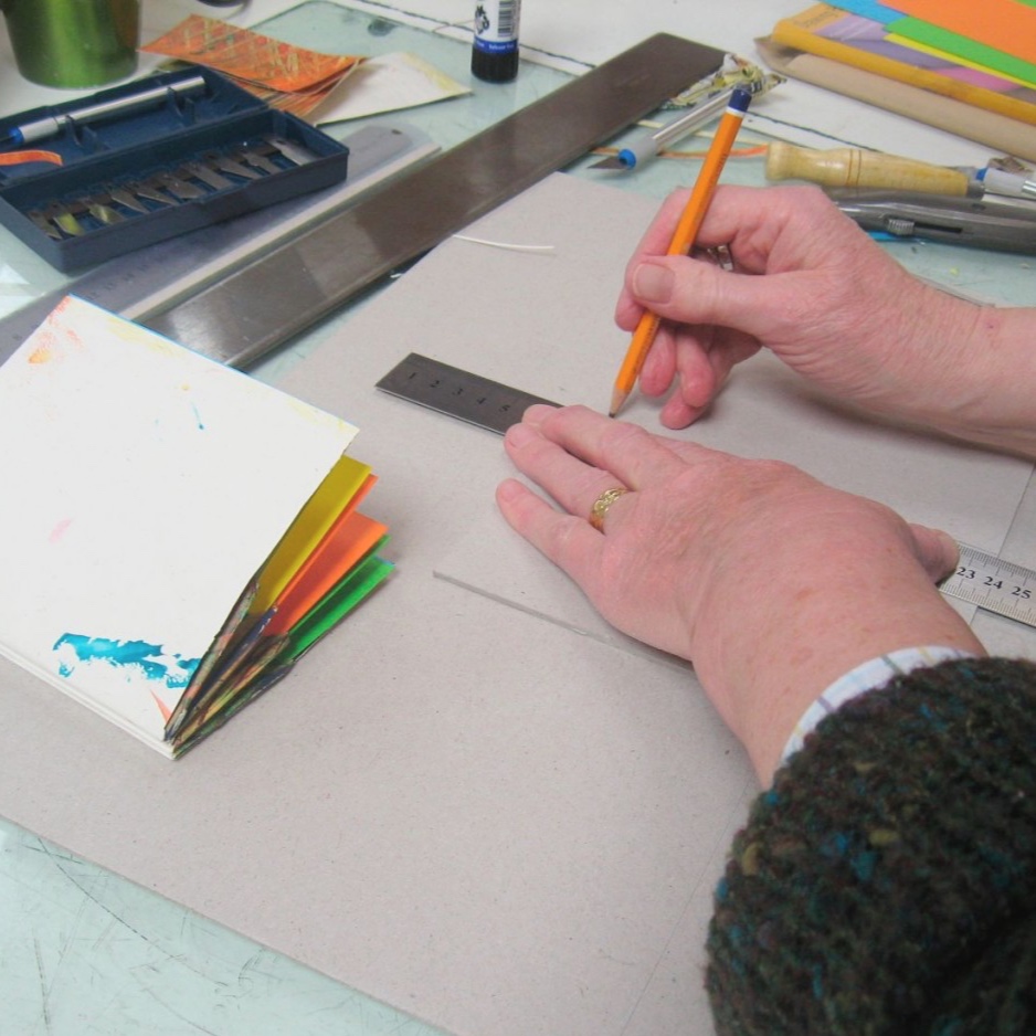 Measuring hardback cover for handmade artist's book