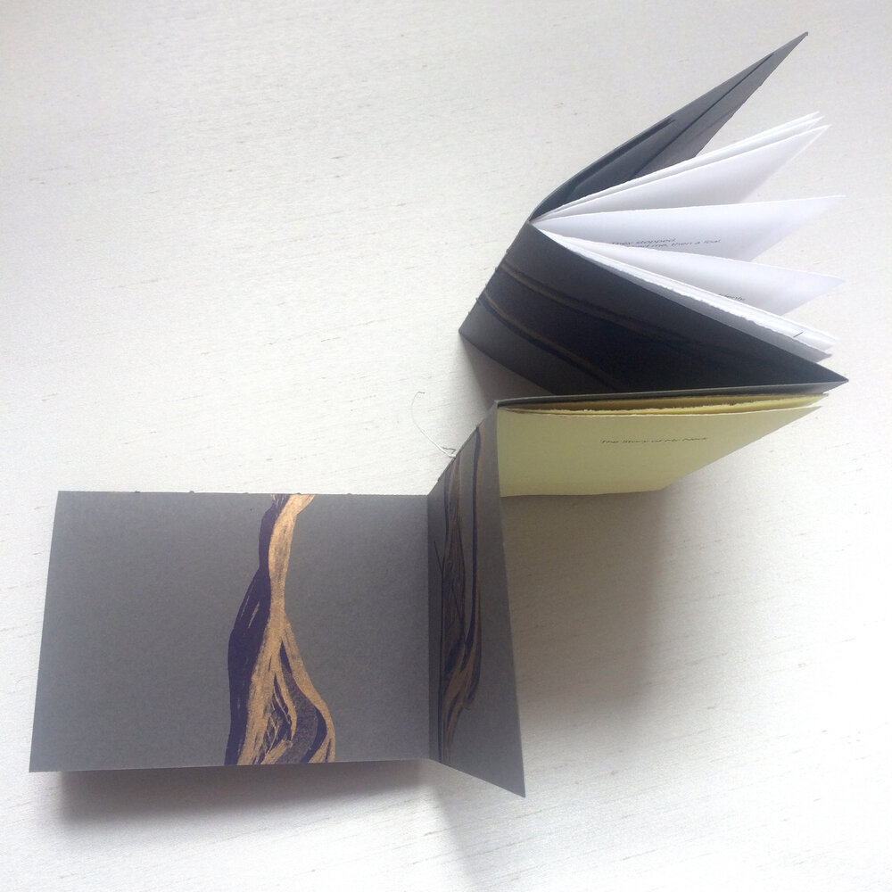 Handmade artist's book with unusual zigzag structure by artist eilis murphy