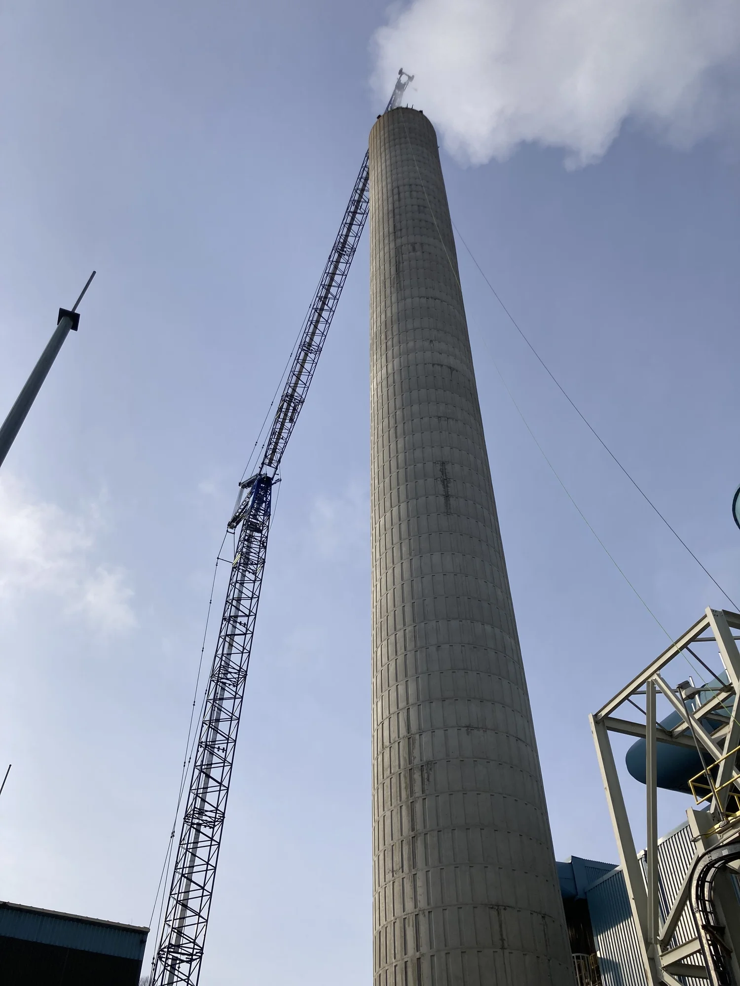 Concrete chimney stack forensic investigation