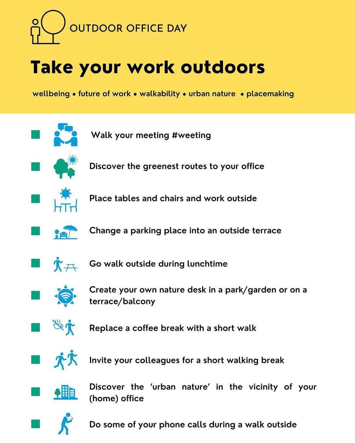 #outdoorofficeday posters 🇳🇱🇬🇧🇺🇸🇩🇪🇷🇴 🇫🇷🇫🇮 are here. Download them on https://lnkd.in/ejc42PMV &amp; tick some boxes!
🚶🏻&zwj;♀️🚶🏿&zwj;♂️☕️📚🎧👩🏻&zwj;💻🌳🌱

💚 &amp; thank you for the translations 🇩🇪 Ulli Wackenroder&nbsp;myBusin