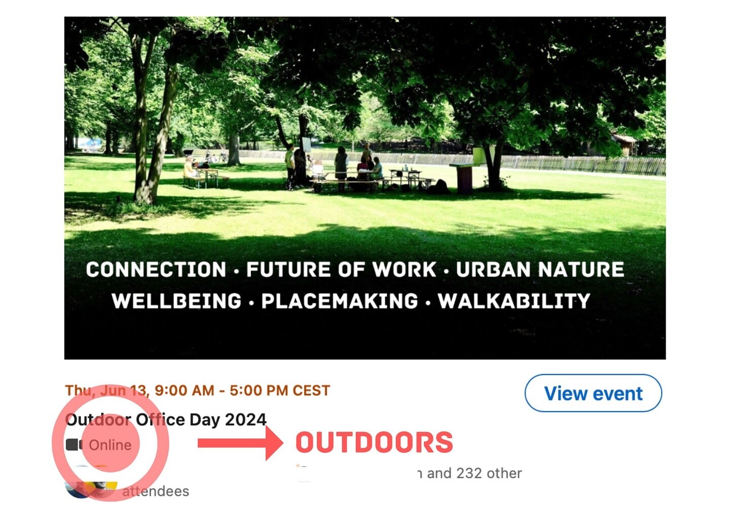 Do we know someone at @linkedin who can help?
#online &mdash;&gt;&gt; #outdoors 

💫 outdoorofficeday.info
🚀 link in bio

Untill then don&rsquo;t forget take work outdoors each day.

#outdoorofficeday 
#outdooroffice 
#walkingmeetings 
#outdoorworks
