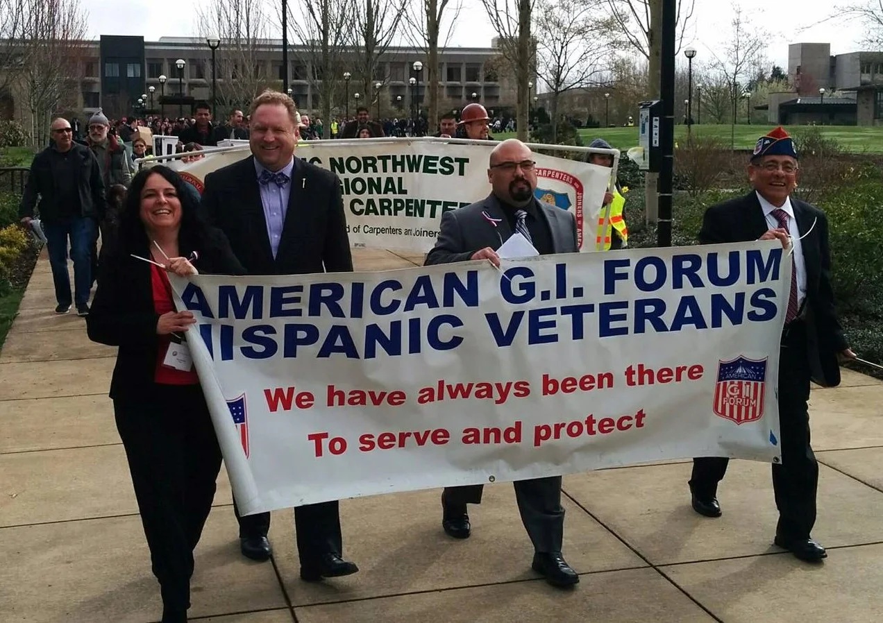 Nina marching with the Northwest Regional Carpenters