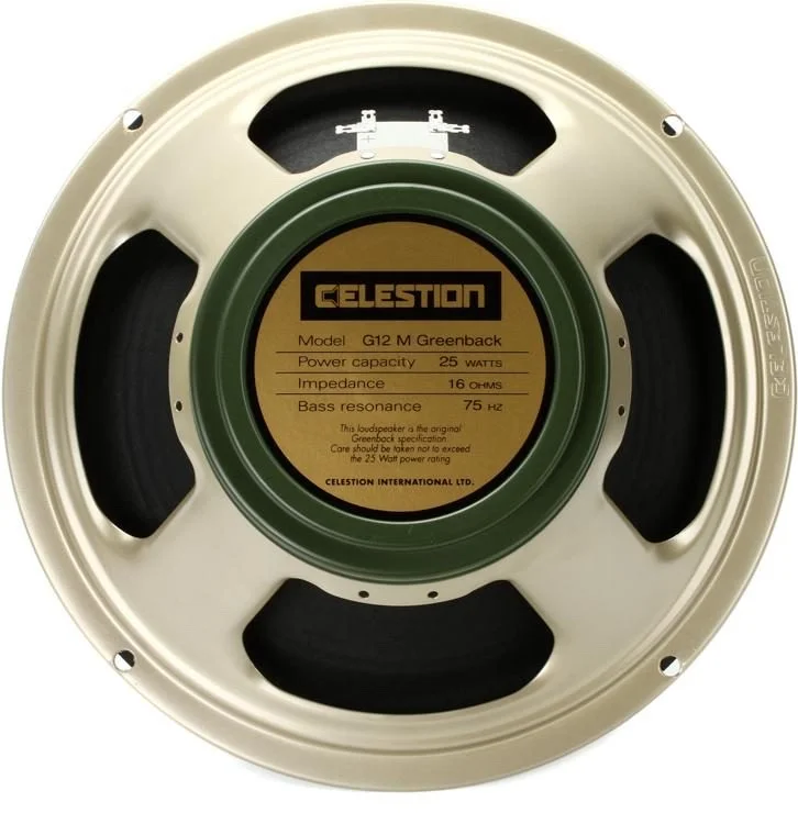 A 25 -watt Celestion Greenback 25 speaker