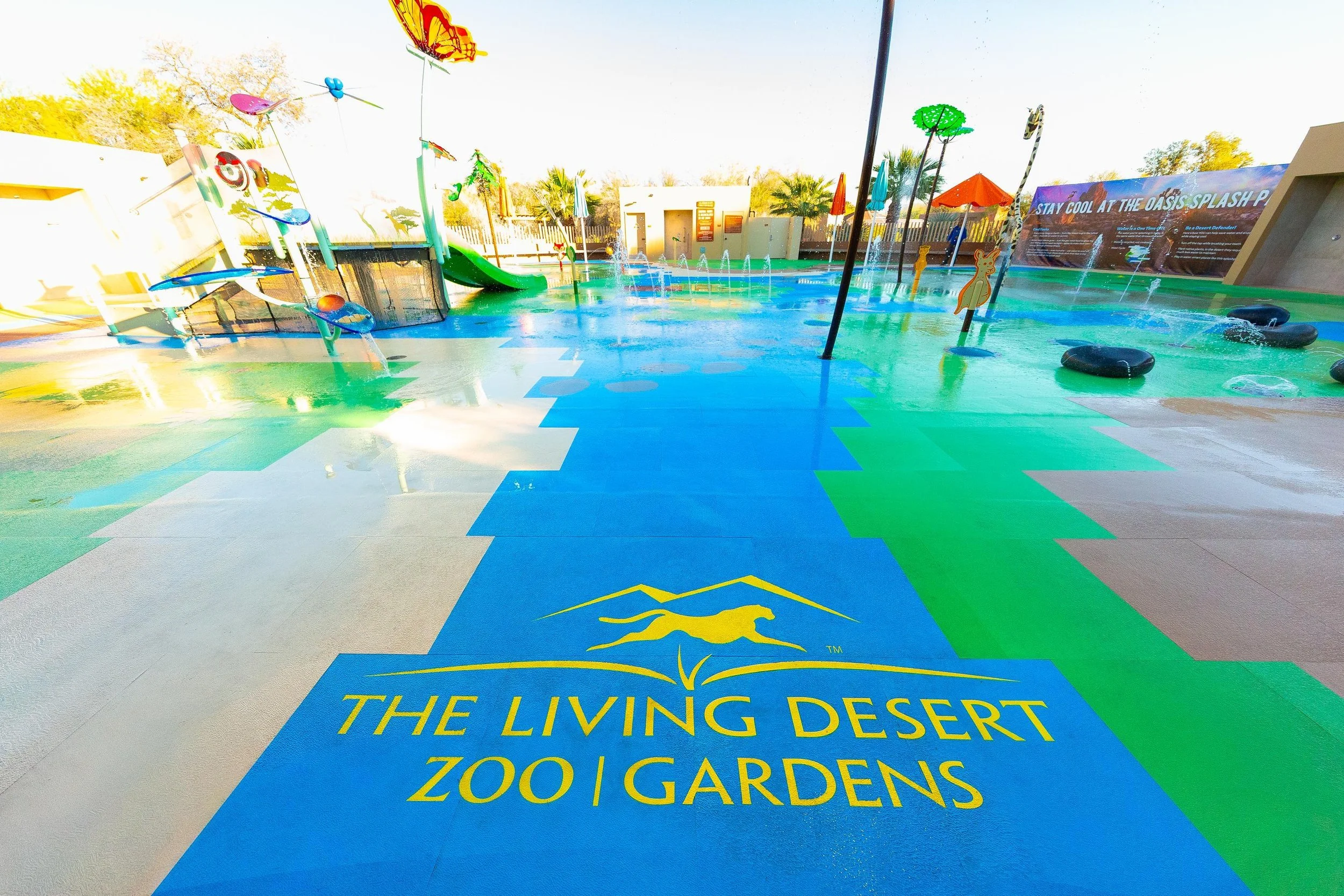 The Living Desert Zoo and Garden Splash Pad with Life Floor aquatic safety surfacing, aquatic safety surface, splash pad surface