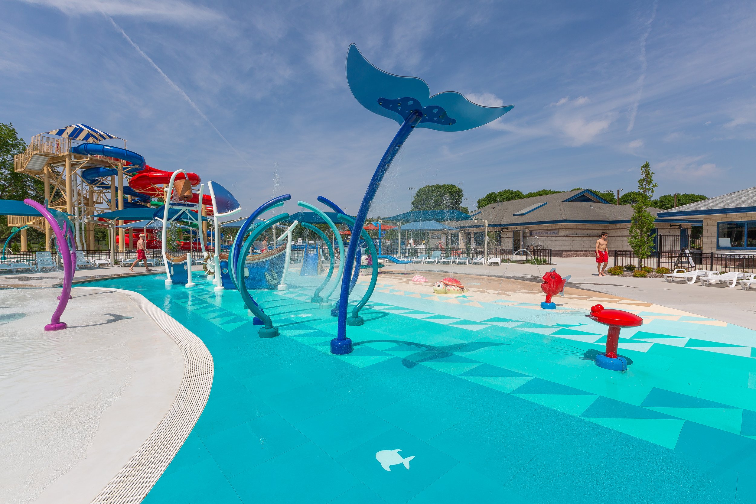Soldiers Field Aquatic Center, Life Floor aqua tile splash pad surfacing