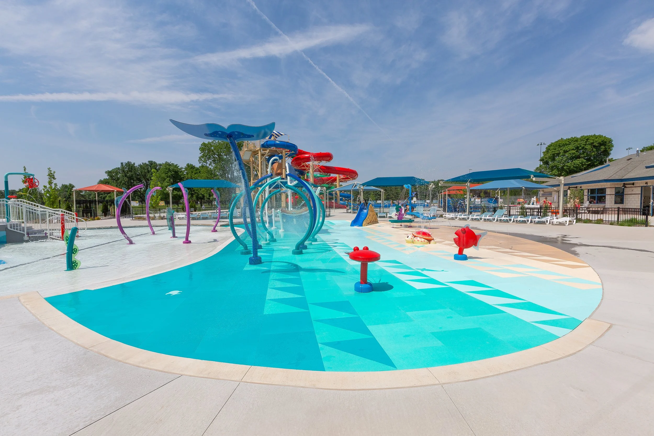 Soldiers Field Aquatic Center, Life Floor aqua tile splash pad surfacing