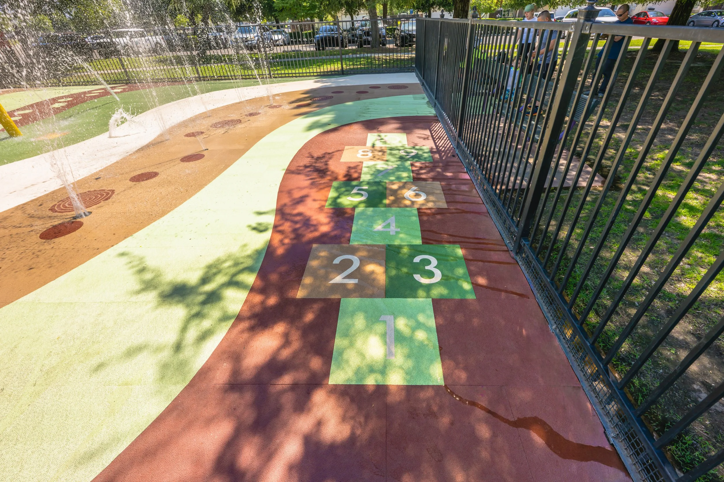 Life Floor hopscotch play feature in Splash Pad floor