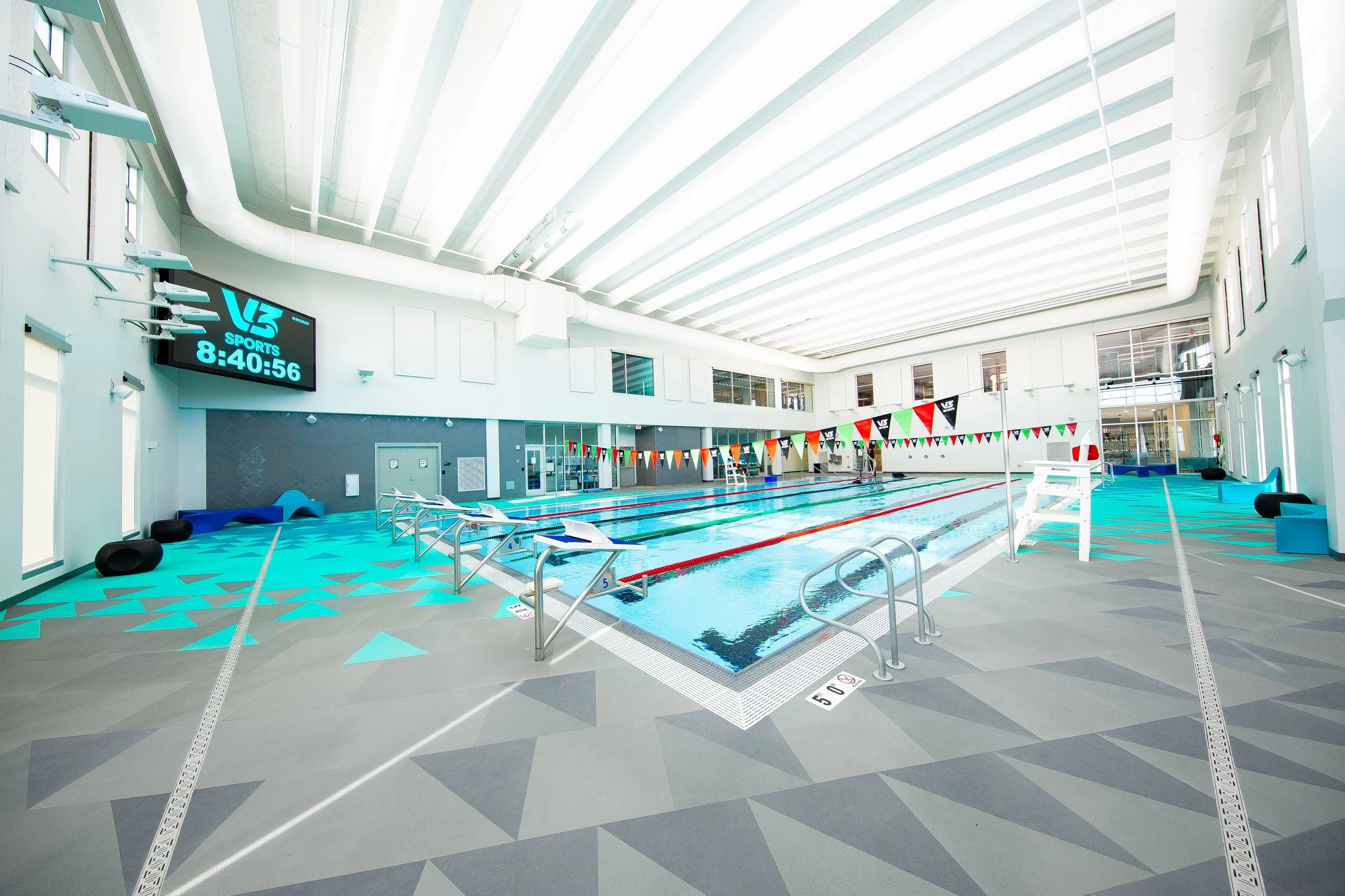 Pool deck with NSF certified pool tiles, Life Floor pool tiles, Life Floor safety surfacing