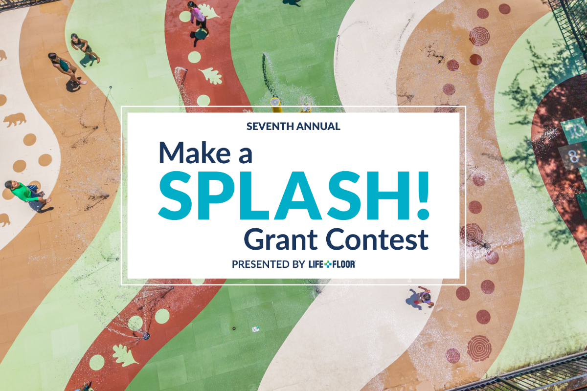 Life Floor's Make A SPLASH! Grant Contest graphic with Splash Pad grant contest.